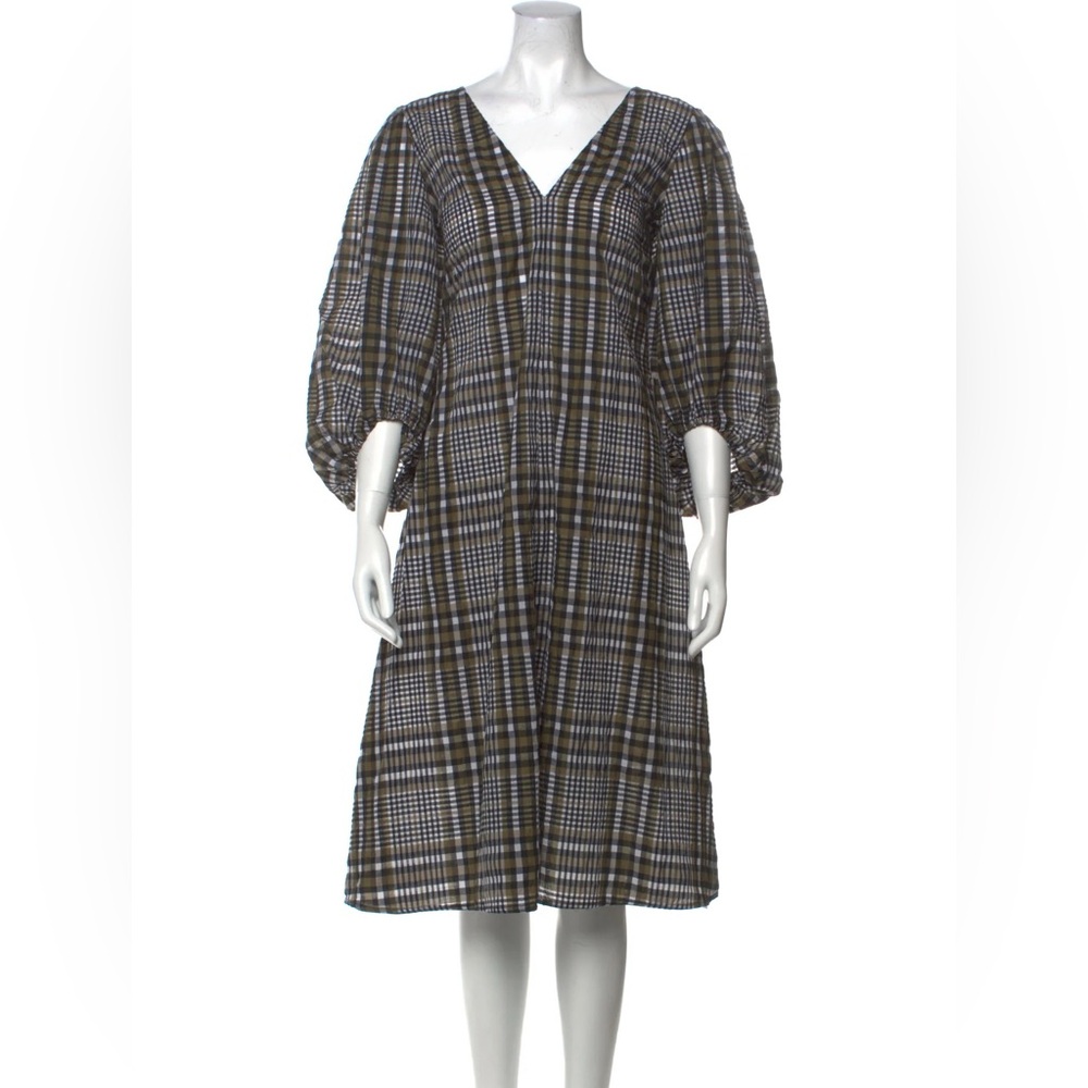 Ganni Seersucker Check Dress in Kalamata - Picture 5 of 8